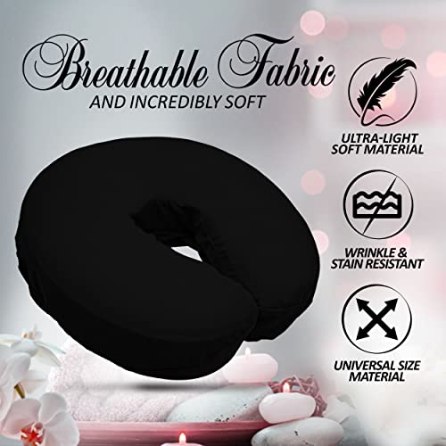 London Linens Microfiber Massage Table Face Cradle Covers - 4 Pack (Black)