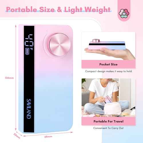 SAVILAND Advance Nail Drill Professional: 40000 RPM Upgrad E File 2025 Digital Pro Electric Cordless Fast Remover Anti-Shaking | Manicurist Nail Salon Superior Compactible for Acrylic Nails