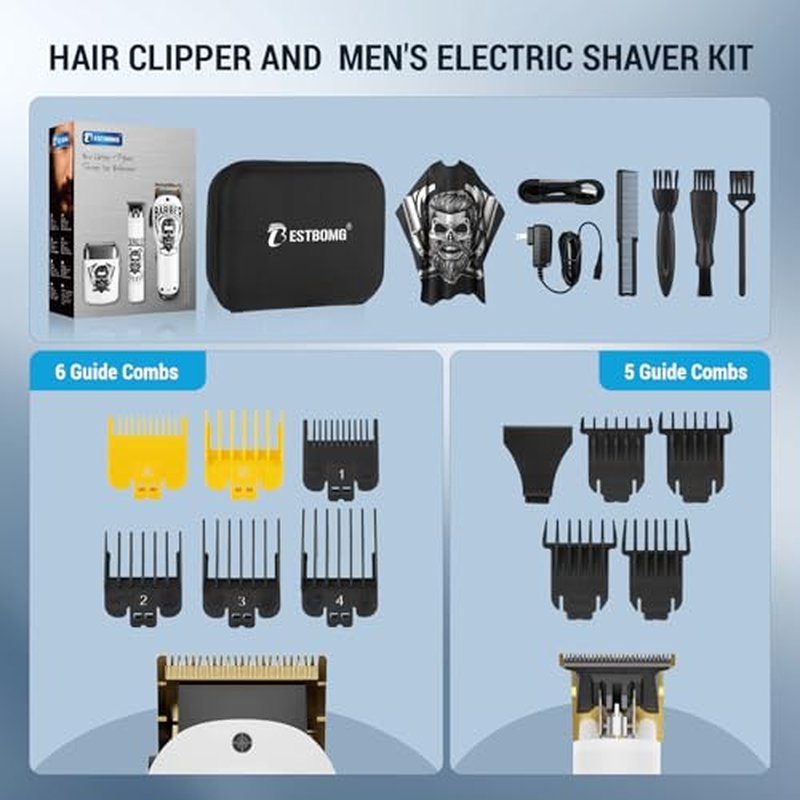 BESTBOMG Hair Clippers Grooming Kit - Clipper, Trimmer & Shaver Set