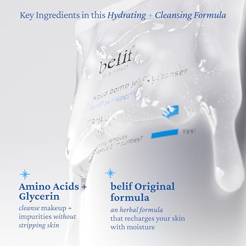 belif Jelly Hydrating Deep Cleanser ? Low pH Mild Gel-to-Foam Face Wash for Daily Deep Pore Cleansing, Hydrating and Refreshing for All Skin, Korean Skincare, (5.4 fl.oz., New Formula) (Pack of 2)