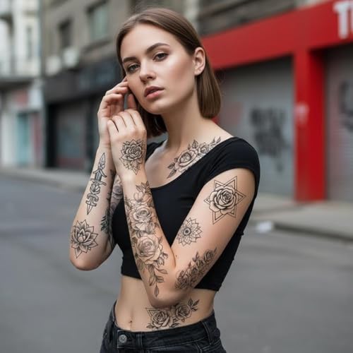 Temporary Tattoos 30 Sheets 45+ Designs Waterproof Animal Flower