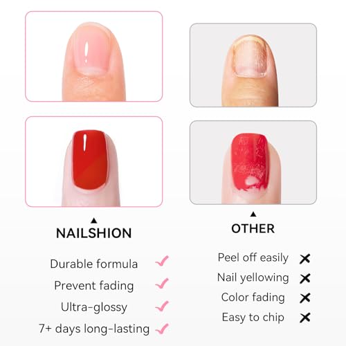Nailshion Pink Base & Clear Top Coat Nail Polish Set