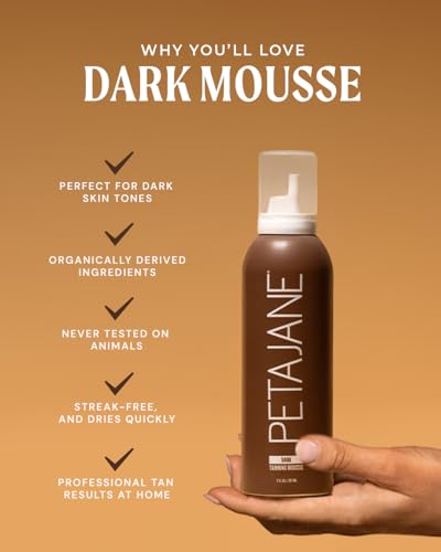 Peta Jane Dark Tanning Mousse - Streak-Free Self Tanner, 7 Oz