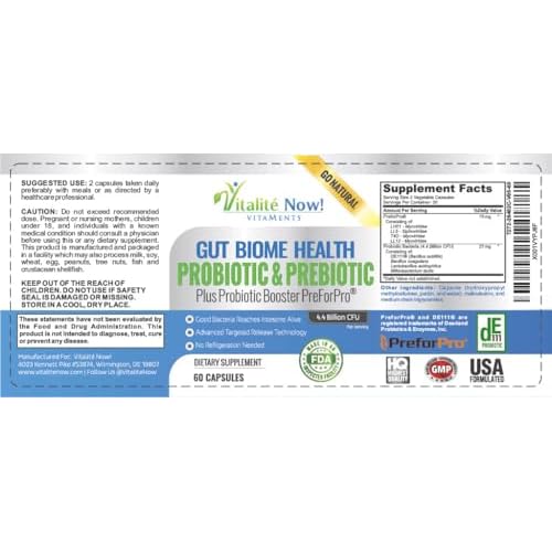 Premium Probiotic plus Ultimate Prebiotic - Gut Biome Builder & Restoration - 4.4 Bn CFU - Best for Women & Men - Bacteria Reaches Intestine within Hours - No Refrigeration - Bacillus Subtilis