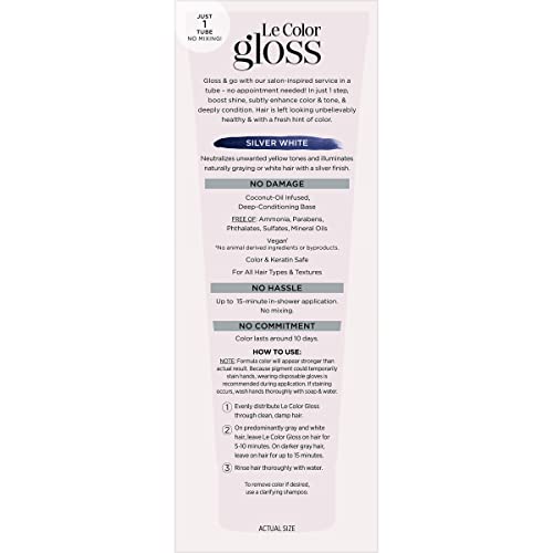 L¡¯Oreal Paris Le Color Gloss One Step Toning Gloss, In-Shower Hair Toner with Deep Conditioning Treatment Formula for Gray Hair, Silver White, 1 Kit