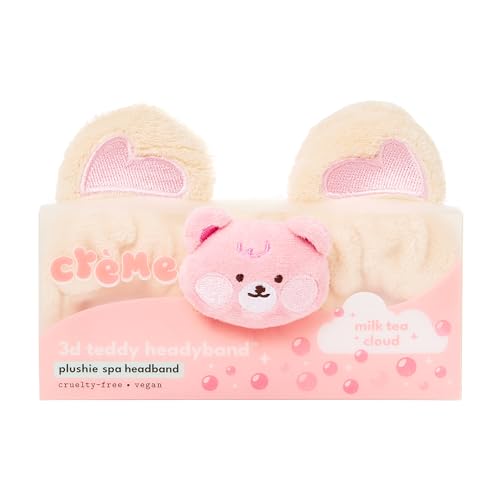 The Cr?me Shop Boba Bears 3D Teddy Headyband | Spa Headband | Headband for Washing Face | Skincare Headbands | Headbands for Women (Milk Tea Cloud)