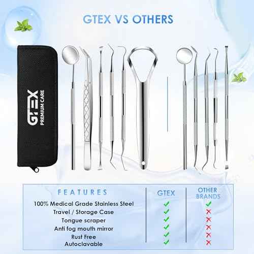 GTEX Dental Tools, Dental Pick, Plaque Remover for Teeth, Teeth Cleaning Tools, Plaque Tartar Remover for Teeth, Dental Picks for Teeth Cleaning, Teeth Cleaning Kit, Dentist Tools