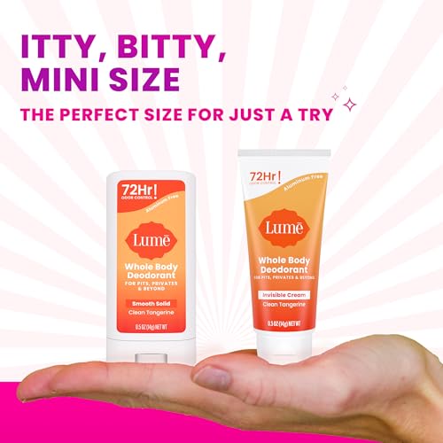 Whole Body Deodorant Mini Bundle - Cream & Solid Stick, 72-Hour Odor Control, Aluminum Free, Clean Tangerine