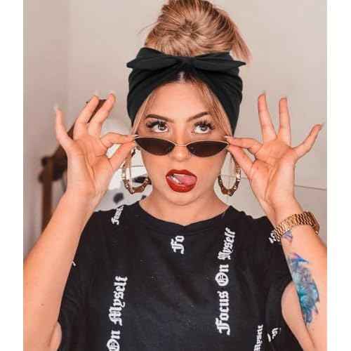 Huachi 4 Packs Bow Headbands for Women Girls, Wide Head Bands for Women's Hair Non Slip Soft Elastic Hair Bands, African Thick Workout Gym Turban Bandanas Head Wraps Hair Accessories (Fashion)
