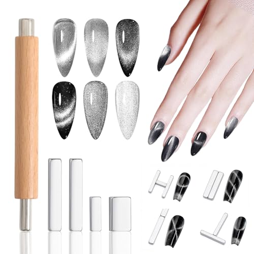 5pcs Cat Eye Nail Magnet Set - Double-Ended Tool for Stunning Designs