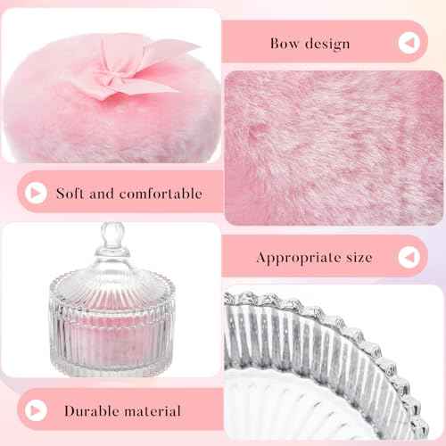 Tioncy 3 Pcs Large Body Powder Puff and Container Valentine's Day gift Powder Container with Puff Crystal Case Soft Washable Reusable Velour Face Body Glitter Wet Dry Makeup (Classic,Clear)