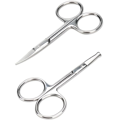 Facial Hair Grooming Scissors Kit - 2 PCS Stainless Steel Trimmer