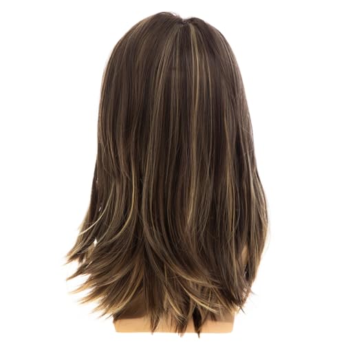Men's Long Brown and Blonde Layered Wig for Cosplay & Parties