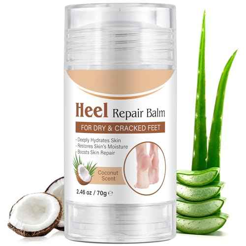 Intensive Foot Repair, Dry & Cracked Heel Treatment Balm Stick for Instant & Deep Moisturizing & Hydrating, with Aloe, Coconut Oil, Hyaluronic Aicd, Olive Oil, Coconut Scent, 2.46 oz/70 g