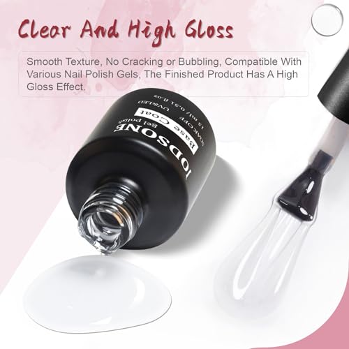 JODSONE No Wipe Top Coat and Base Coat Set - High Shine Gel Polish Duo