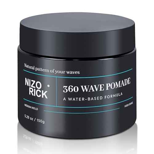 Men's 360 Wave Pomade, Water-Based ? Wave Styling Grease for Hair ? Non-Greasy, Strong Hold & Layered Waves, 150g/5.29oz
