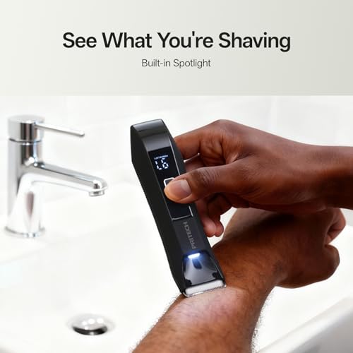 PRITECH Body Trimmer for Men,Body Hair Trimmer & Electric Razor for Pubic,Groin,Chest,Back,Balls,Waterproof Men's Groomer with 2 in 1 Ceramic & Foil Blades for Sensitive Areas,Cordless & Rechargeable