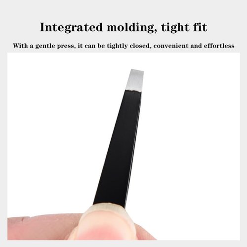 4-Piece Professional Tweezers Set, Stainless Steel Precision Tweezers for Eyebrows, Ingrown Hair & Splinter Removal, Includes Travel Case, Black - Perfect for Men & Women