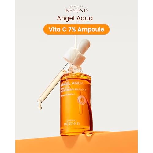 BEYOND Angel Aqua Vita C 7% Ampoule (1.01fl oz) - Vegan Vitamin C Serum for blemish Reduction, Even Skin Tone & Sensitive Skin Care. with 7% Pure Vitamin C, Panthenol,