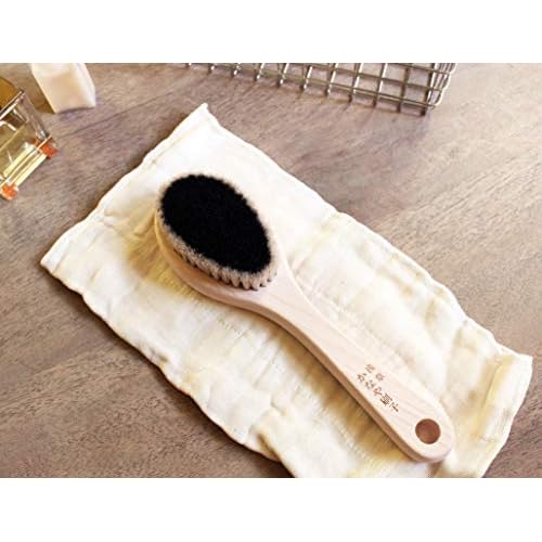 IPPINKA Japanese Body Brush for Dry Brushing, Exfoliation, Medium Handle
