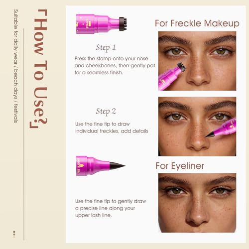 Dual-Ended Freckle Stamp Pen Waterproof - Caramel Brown