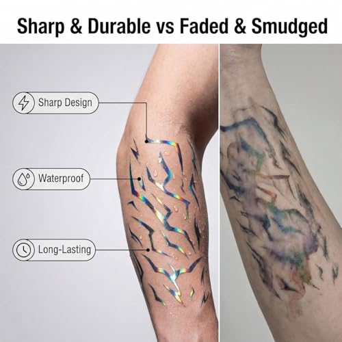 120 Demon Temporary Tattoos - Dark Fantasy Cosplay Makeup Stickers