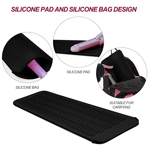 Silicone Heat Resistant Mat & Pouch for Hair Straightener