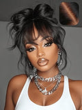 UNICE Body Wave Human Hair Wig with Wispy Bangs 16 inch