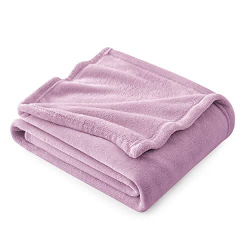 Bedsure Fleece Throw Blanket - Lilac Light Purple Lavender Violet Lightweight Blanket for Sofa, Couch, Bed，Camping, Travel - Super Soft Cozy Microfiber Blanket