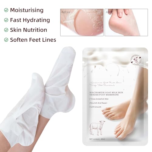 Milk Foot Masks Set for Deep Hydration - 6 Pack Moisturizing Socks
