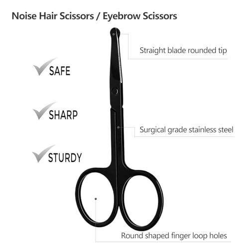 KAJUDA Eyebrow Scissors with Comb - 3PC Stainless Steel Grooming Set