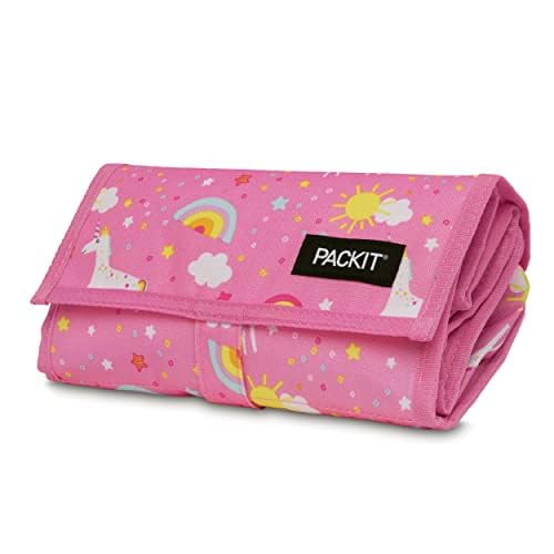 PackIt Freezable Lunch Bag, Unicorn Dream Pink, Built with EcoFreeze Technology, Foldable, Reusable, Zip and Velcro Closure with Buckle Handle, Perfect for Lunches