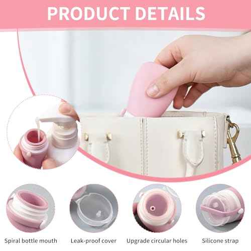 4 Pack 1oz Silicone Travel Bottles Leak Proof Squeeze Bottles For Toiletries Shampoo Conditioner Lotion Salad Dressing Travel Size Containers