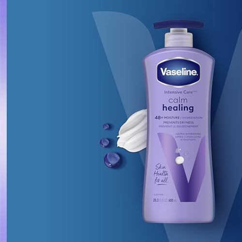 Vaseline Intensive Care Calm Healing Body Lotion 3 count for Dry Skin Made with Ultra-Hydrating Lipids and Lavender Extract to Heal and Restore Dry Skin 20.3 oz