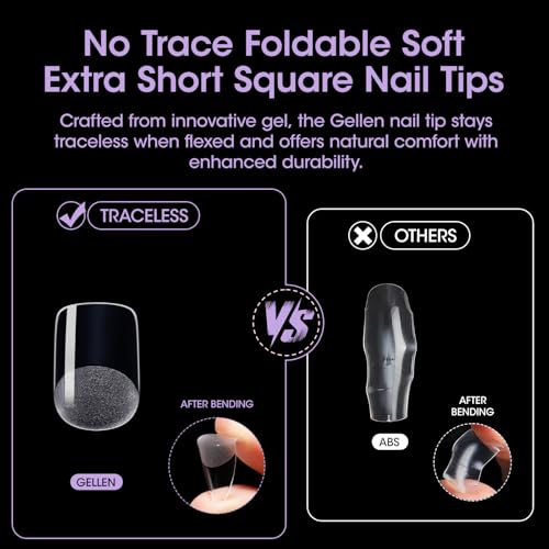 Gellen Extra Short Square Nail Tips - 504pcs Clear Press-On Nails