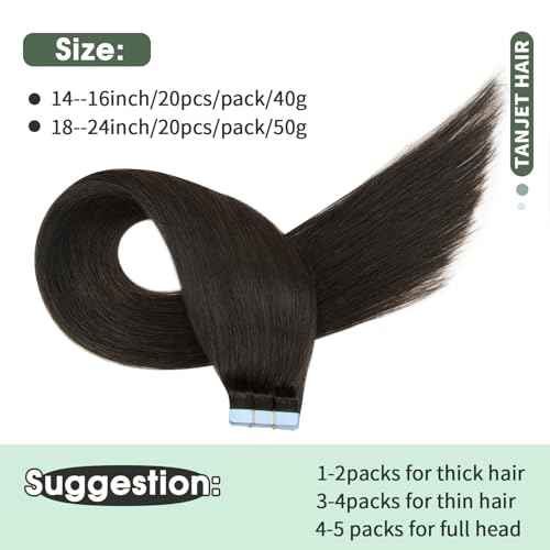 Hair Extensions Tape in Off Black 22 Inch 50g/Pack 20pcs Invisible Seamless Skin Weft Thick Tape in Hair Extensions Human Hair (#1B 22 Inch 50g/Pack 20pcs)