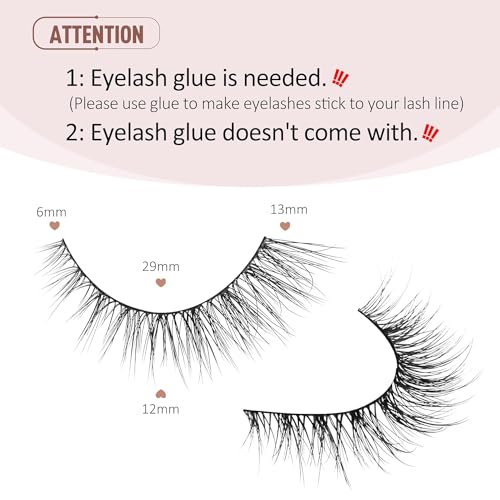 Onlyall Natural Lashes Wispy Lashes Natural Look False Eyelashes Natural Flared Eyelashes False Eye Lashes Soft Fluffy Lashes 7 Pairs D1 Natural (6-13MM)