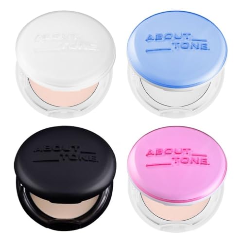 [ABOUT TONE] Blur Powder Pact (03 NATURAL) + Glow Powder Pact + Air Fit Powder Pact + Sebum Cut Powder Pact [4 Types of Powder Pact BUNDLE SET] / Pressed Powder Pact with Mirror and Powder Puff