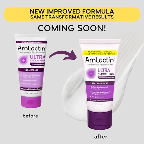 AmLactin Ultra Smoothing - Therapeutic Hand Cream for Dry Cracked Hands - No-Scrub Exfoliator and Moisturizer with 15% Lactic Acid AHA, 4.9 oz (Packaging May Vary)?