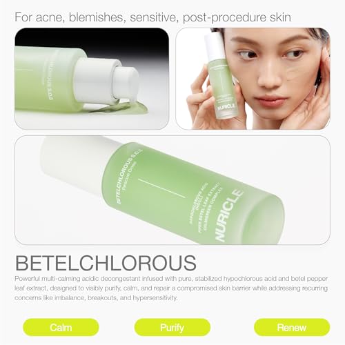 Betelchlorous S.O.S Rescue Dose ? Hypochlorous Acid Face Serum for Acne, Redness & Sensitive Skin, Soothing Korean Skincare Serum, 30ml (1.014 fl oz)