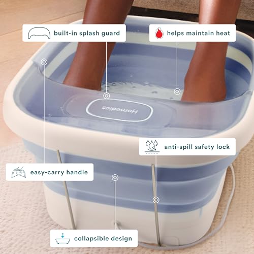 HoMedics Smart Space Essential Collapsible Footbath, Invigorating Bubble Massage, Heatkeep Technology, Patented Collapsible Design, Safety-Lock System, Safe for Bath Salts, Bath Salts Included