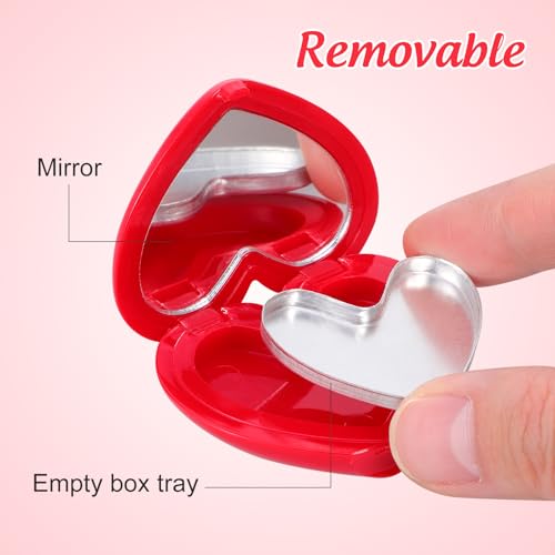 4Pcs Empty Heart Shape Eyeshadow Lipstick Palette Makeup Palette with Mirror Empty Makeup Containers for Young Teens, Girls or Women Valentines Present