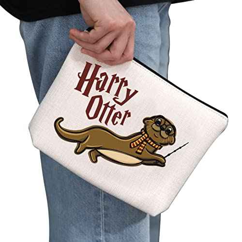 G2TUP Harry Otter Makeup Bag - Sea Otter Animal Lovers Cosmetic Bag Zipper Travel Bag - White