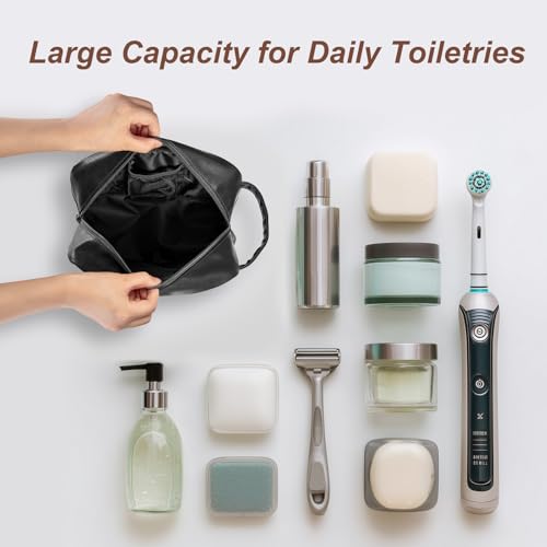 Travel Toiletry Bag for Men & Women - Water-Resistant PU Leather