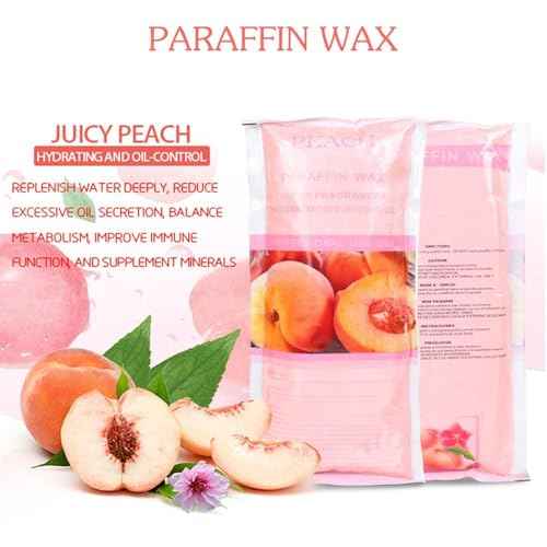 Toyar Paraffin Wax Refills, 12 Pack Peach Scented Paraffin Wax Beads Blocks for Paraffin Bath, Paraffin Wax Machine Refills for Hand Feet Dry Skin,Rrelieves muscle fatigue, Hydration and nourish