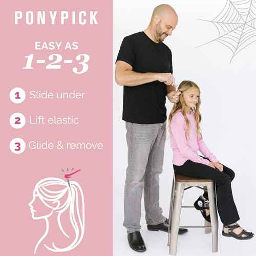 Hair Elastic Rubber Bands Cutter - Easy To Use, Pain-Free, No Hair Damage - Ponytail Tool for Kids & Toddlers (3 Packs & 50 Clear Elastics)