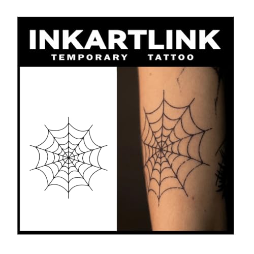 INKARTLINK Semi-Permanent Tattoos - 2 Sheets Spider's Web