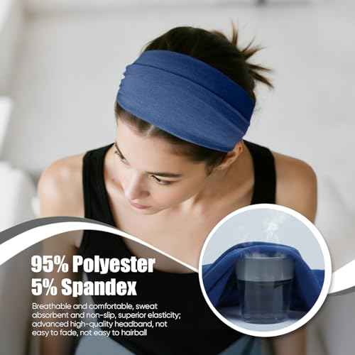 Headbands for Women, Non Silp Wide Hair Bands, Elastic Thick Head Bands, Stretchy Soft Sports Sweat Bands for Spa Workout Running Gym, Twist Knotted Cotton Cloth Turban Hair Accessories 6Pcs