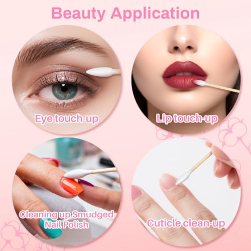 RAQEHO 300 Double-Pointed Cotton Swabs – Precision Bamboo Tips for Makeup & Cleaning