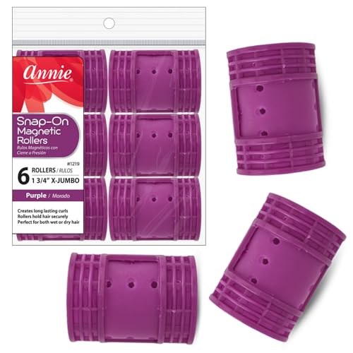 Annie Snap-On Magnetic Hair Rollers 1 3/4" Extra Jumbo, 6 Count